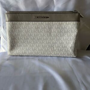 Michael Kors Beige and Off-White Monogram Clutch